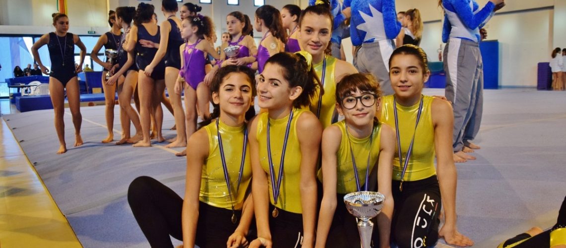 Kudos Ginnastica Artistica Modica. La squadra Junior della 3^ divisione 3^ classificata - Ragusa, 5 febbraio 2017, Scuola dello Sport, campionati regionali di ginnastica artistica
